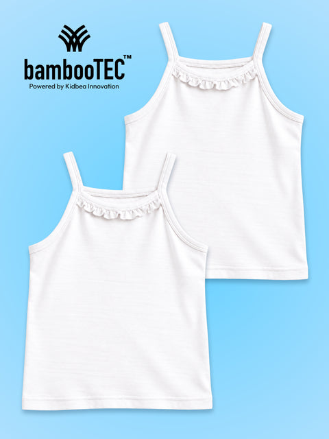 BambooTEC™ Girls Camisole Pack of 2 – White Ruffle Strap Tops