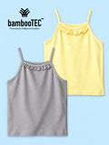 BambooTEC™ Girls Camisole Pack of 2 – Yellow & Grey Ruffle Strap Tops