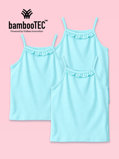 BambooTEC™ Girls Camisole Pack of 3 – Aqua Blue Ruffle Strap Tops