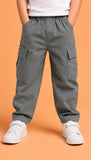 Unisex Grey Cotton Kids Cargo Pants – Comfortable Everyday Bottomwear
