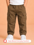 Unisex Cotton Kids Cargo Jogger Pants – Light Brown Comfortable Bottomwear