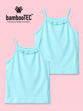 BambooTEC™ Girls Camisole Pack of 2 – Aqua Blue Ruffle Strap Tops