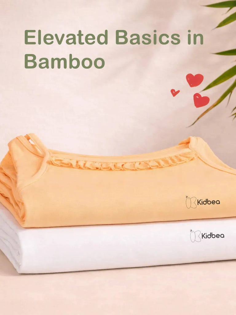 Bamboo Camisole for Kids Pack of 2 (Peach & White) – Soft, Breathable & innerwear