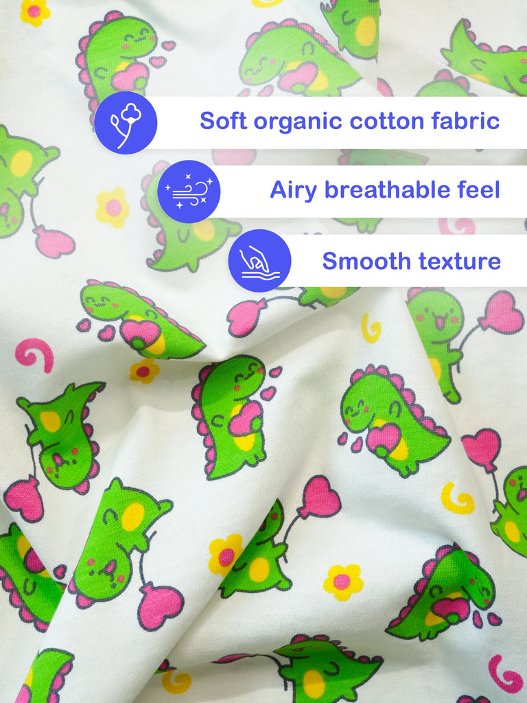 Organic Cotton Unisex Kids Co-ord Set Pack of 2 – Soft Breathable Dinosaur & Star Print T-Shirt & Shorts Set