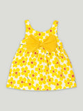 Kidbea Baby Girls Floral Cotton Dress with Yellow Bloom Print & Matching Hat – Cheerful Summer Party Wear Frock