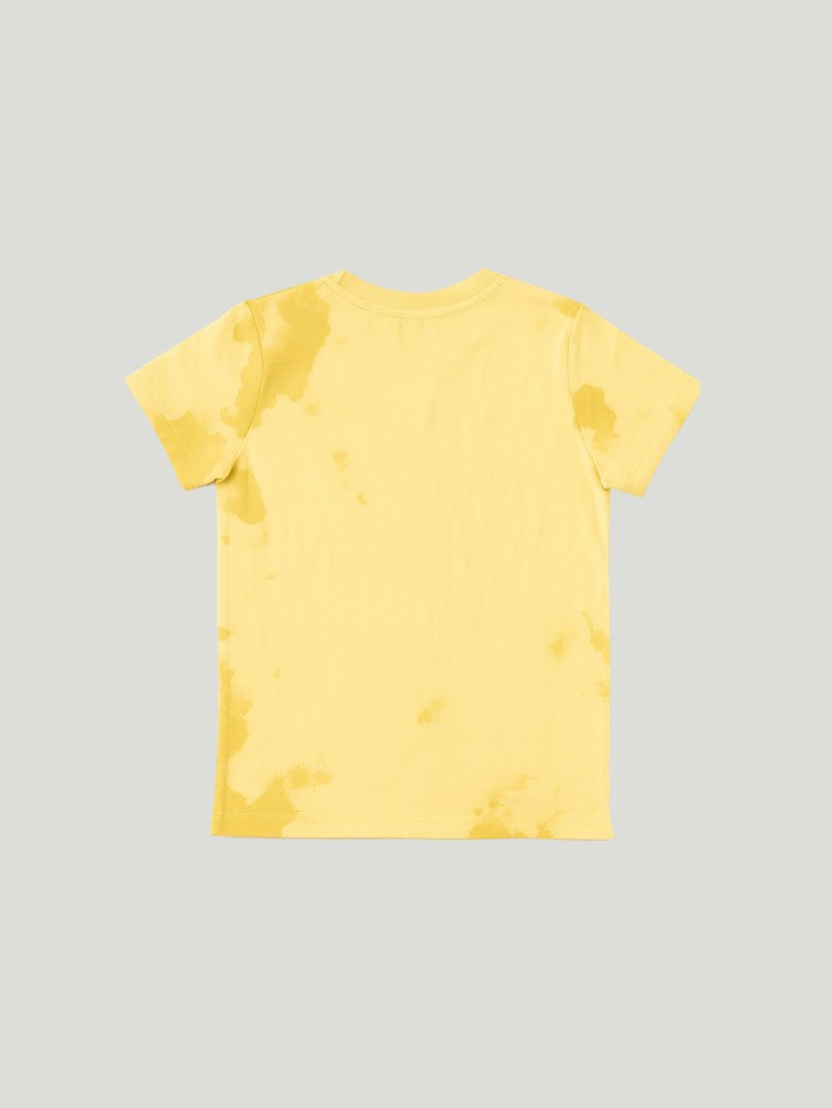 Kidbea Boys Tie-Dye Co-Ord Set | Summer Cotton T-Shirt and Shorts for Kids | Yellow