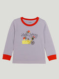 Kidbea Unisex Kids Cotton Night Suit Set | Hello Spring Print | Full Sleeves Sleepwear | Purple