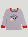 Unisex Kids Cotton Nightsuit Set | Hello Spring Print | Full Sleeves Sleepwear | Purple