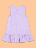 Girls Cotton Gingham Frock – Lavender Check Dress with White Bow Details
