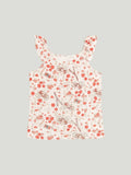 Girls Abstract Print Clothing Set | Ruffle Sleeve Tank Top and Matching Shorts | White