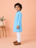 Boys Sky Blue Kurta & White Pajama Set – Traditional Festive Ethnic Wear