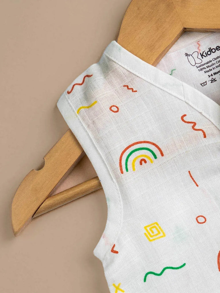 Premium Extra Soft Muslin Baby Jhabla | Cute Rainbow Print