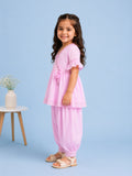 Girls Pink Ethnic Kurta & Dhoti Set – Embroidered Festive Wear