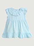 Light Linen Girls Dress Set | Pack of 2 (Off White & Sky Blue)