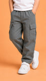 Unisex Grey Cotton Kids Cargo Pants – Comfortable Everyday Bottomwear