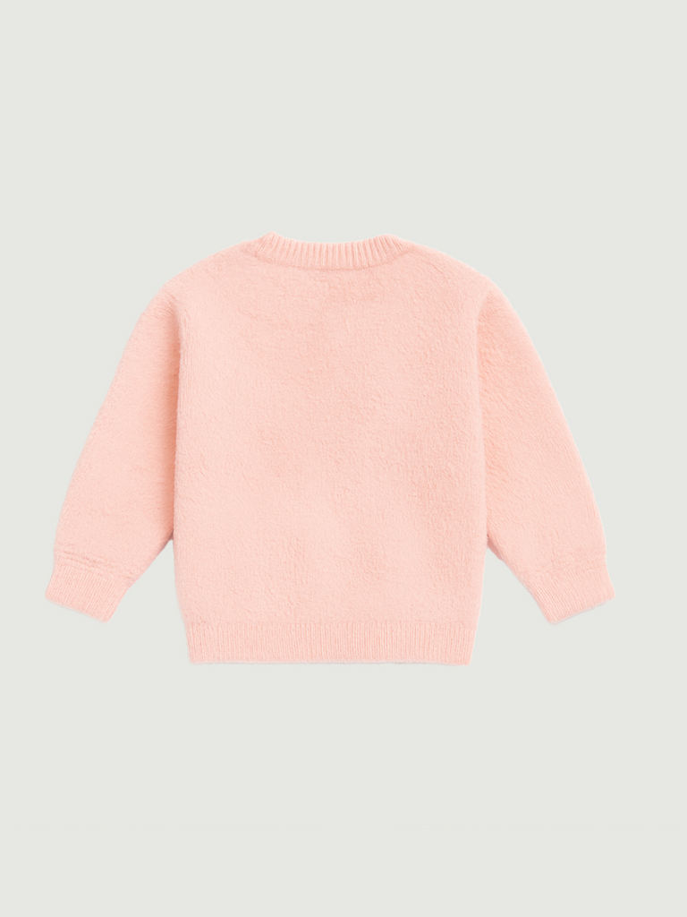 Baby Girls Faux Fur Winter Sweater | Ultra-Soft 3D Heart Pullover