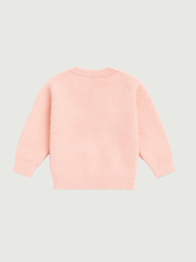 Baby Girls Faux Fur Winter Sweater | Ultra-Soft 3D Heart Pullover