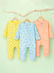 Organic Cotton Baby Romper Pack of 3 – Bunny & Beach & Lemon  Prints Zip Sleepsuit