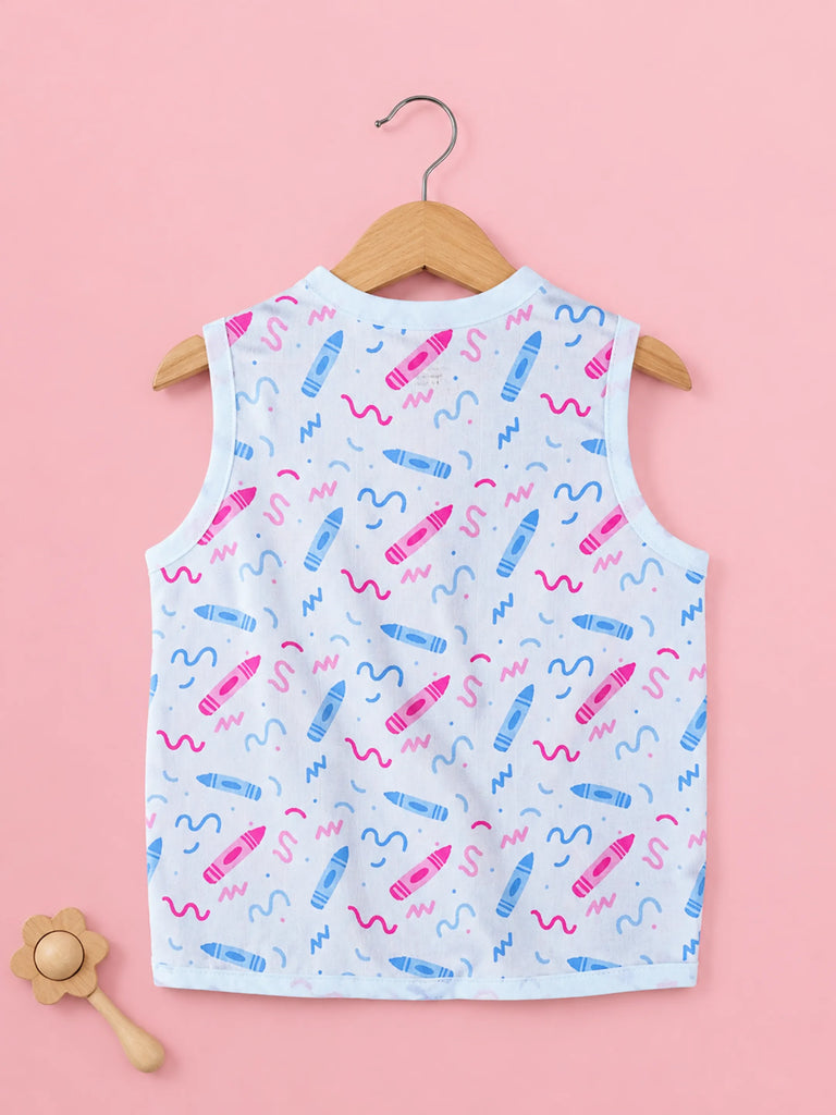 BambooTEC™ Bamboo Muslin Baby Jhabla – Crayon Print
