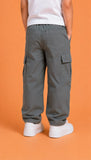 Unisex Grey Cotton Kids Cargo Pants – Comfortable Everyday Bottomwear