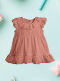 Light Organic cotton Girls Frock Set | Pack of 2 (Off White & Rust)