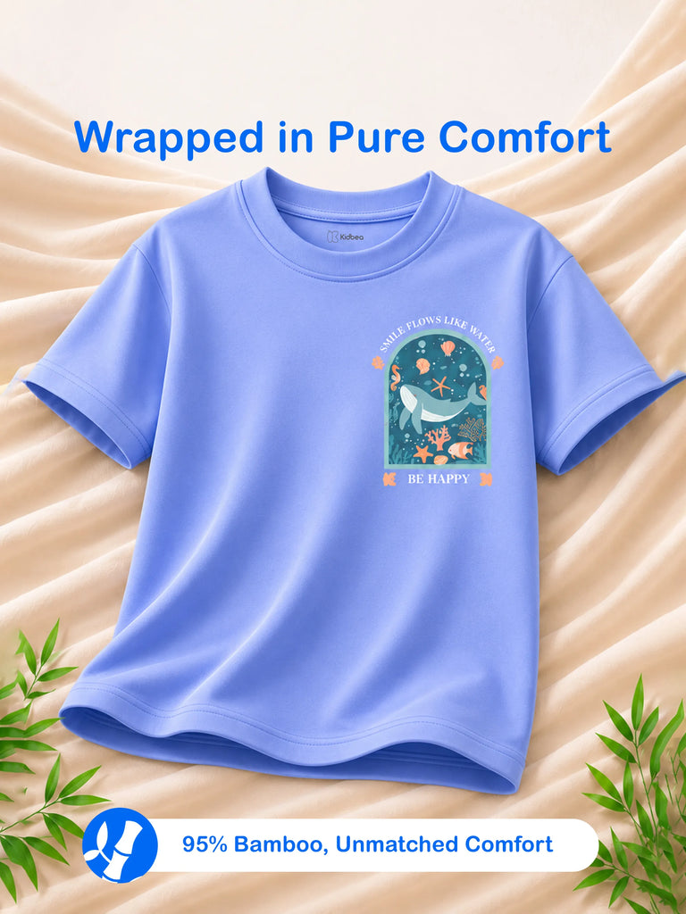 Bamboo Fabric Girls Half Sleeve T-Shirt Pack of 2 – Sweet Treats & Whale Graphic Print Soft Summer Tee Set
