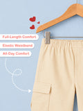 Unisex Light Beige Cotton Kids Cargo Pants – Comfortable Everyday Bottomwear