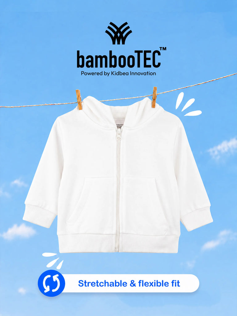 BambooTEC™ Unisex Hoodie – White Bunny Spring Graphic Full-Sleeve Zip-Up Hoodie