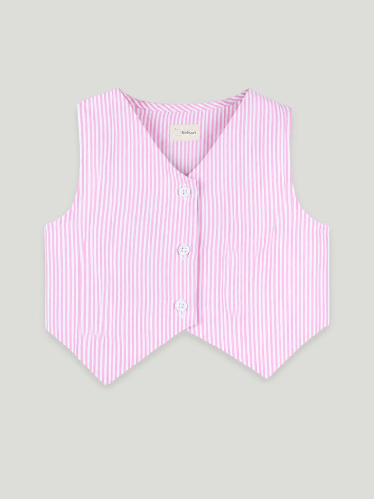 Girls Pink Striped Co-Ord Set | 100% Organic Cotton