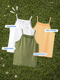 Bamboo Camisole for Kids Pack of 3 (Peach & Olive Green & White) – Soft, Breathable & innerwear