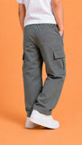 Unisex Grey Cotton Kids Cargo Pants – Comfortable Everyday Bottomwear