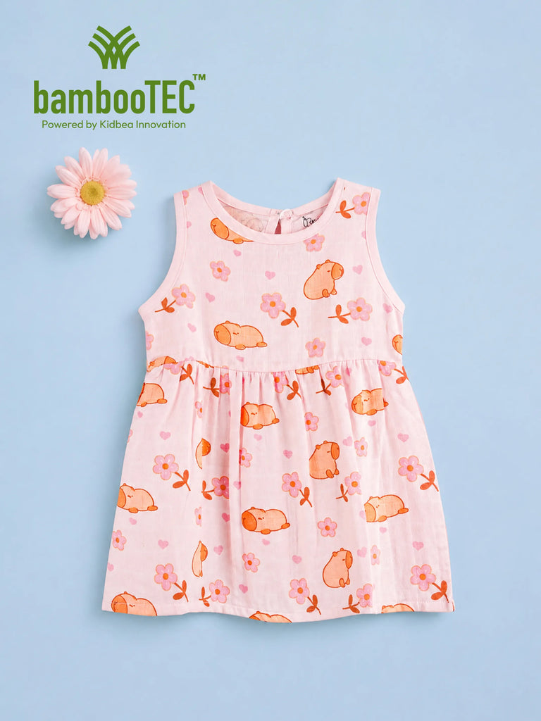 BambooTEC™ Bamboo Muslin Girls Frock – Bunny & Floral Print | Pack of 2