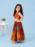 Girls Multicolor Ethnic Crop Top & Skirt Set – Traditional Festive Wear