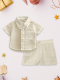 Light Linen Co-Ord Set Combo – Pack of 2 | Stylish & Comfortable Wear for Kids (Off-White & Grey)