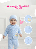 Unisex Baby Winter Wear – Pack of 5 Cozy Set with Cardigan, Pants, Footed Pants, Cap & Bib