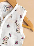 Premium Extra Soft Muslin Baby Jhabla | Cute Elephant Print