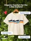 Unisex Bamboo Fabric Cream Surf Print Oversized T-Shirt