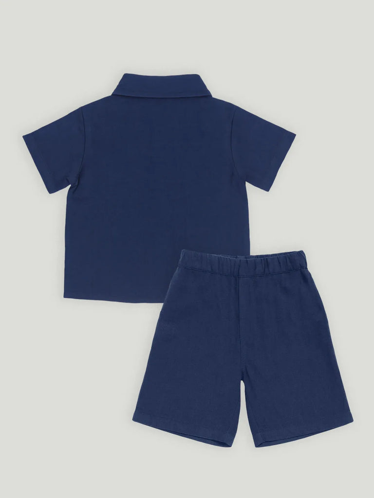 Light Organic Cotton Shirt & Pant Navy Blue Co-ord Set