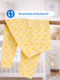Organic Cotton Unisex Baby Co-ord Set – Soft Breathable Yellow Flower  Print Full Sleeve T-shirt & Pyjama for Infants