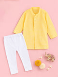 Boys Yellow Kurta & White Pajama Set – Traditional Ethnic Festive Wear