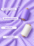 Girls Cotton Gingham Frock – Lavender Check Dress with White Bow Details