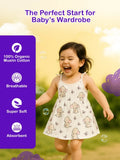 Extra Soft Muslin Baby Girls Frock – Elephant & Butterfly Print Sleeveless Dress