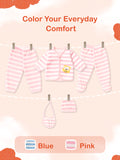 Unisex Baby Winter Wear – 5 Piece Cozy Cotton Set with Cardigan, Pants, Footed Bottom, Cap & Bib
