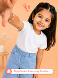 Girls Wide Leg Denim Pants - Light Blue