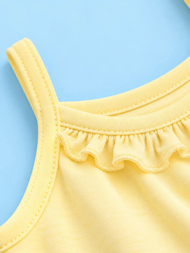 BambooTEC™ Girls Camisole Pack of 4 – Yellow Ruffle Tops
