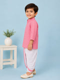 Boys Pink Kurta & White Dhoti Set – Traditional Festive Ethnic Wear