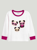 Kidbea Unisex Cotton Night Suit Set | Cute Panda Print | Full Sleeves Pyjama Set | White
