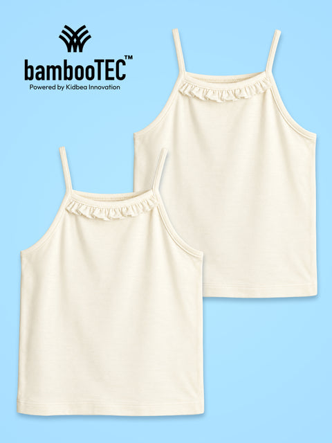 BambooTEC™ Girls Camisole Pack of 2 – Cream Ruffle Strap Tops