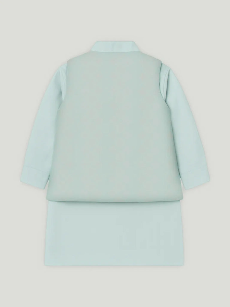 Boys Stylish Kurta Pajama Set with Embroidered Nehru Jacket | Traditional Festive Ethnic Wear | Blue
