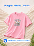 Bamboo Fabric Girls Half Sleeve T-Shirt Pack of 2 – Growing Everyday & Girls Rule Graphic Print Soft Summer Tee Set